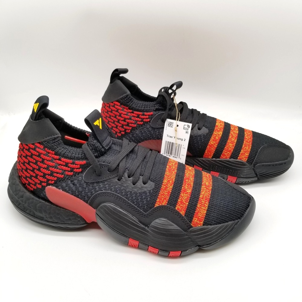Adidas Trae Young 2 Atlanta Hawks Basketball Shoes Sz US 8 Black Orange Mid